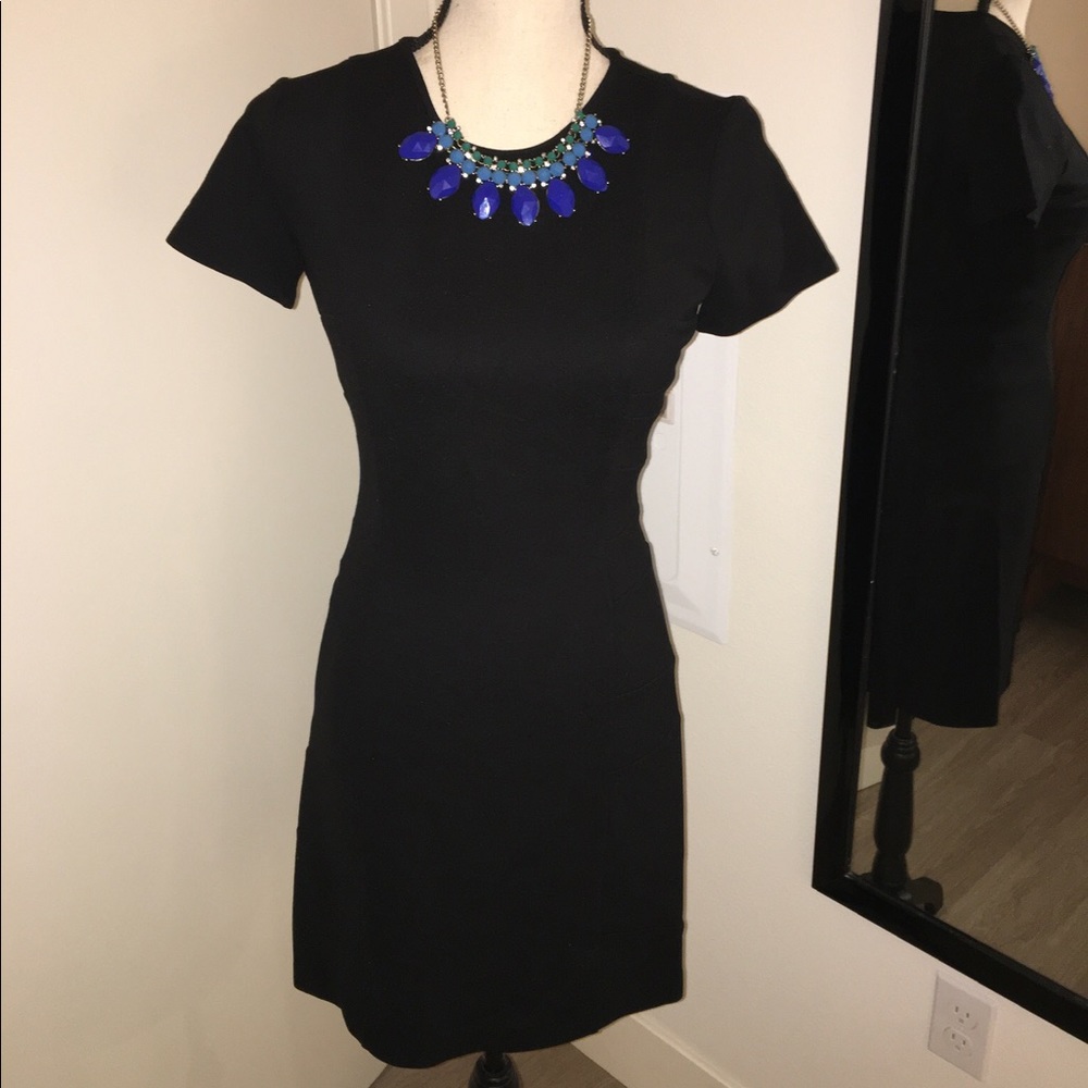 Ann Taylor Short Sleeve Aline Black Dress